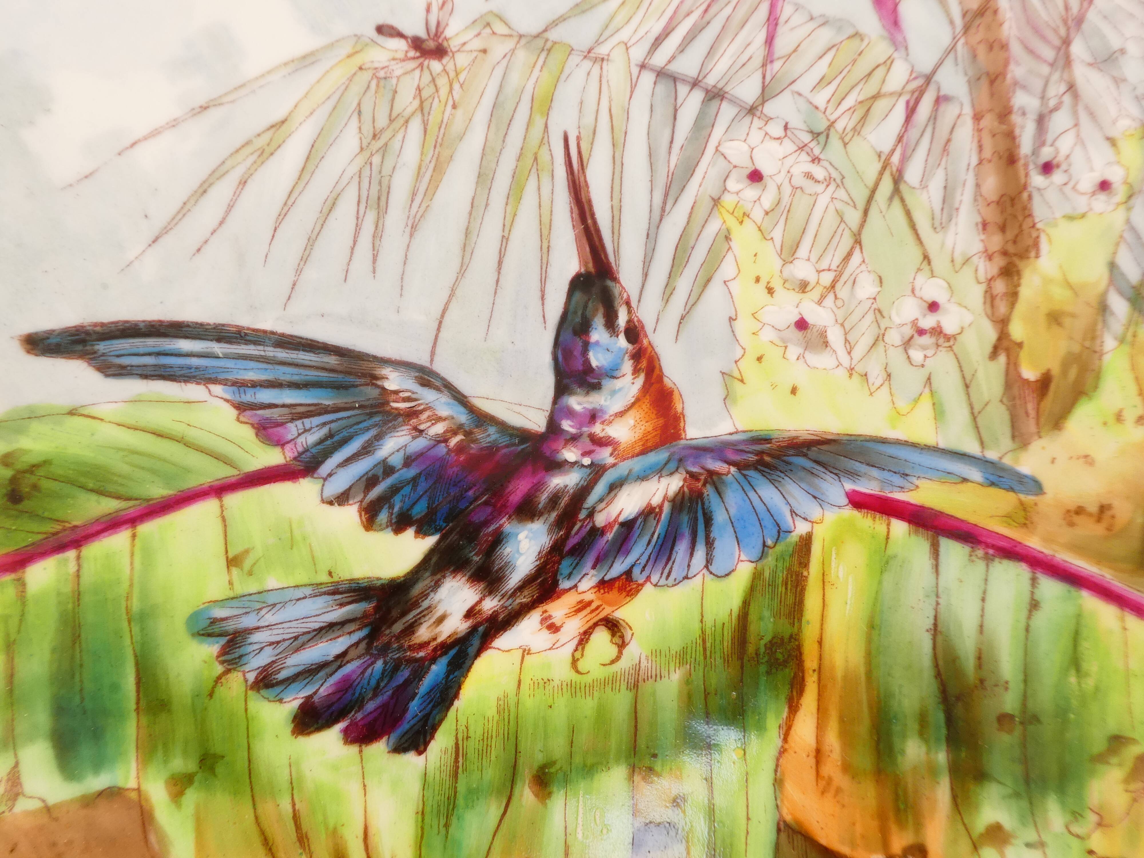 Porcelain dish from limoges or paris around 1900 decoration at martin pecheur