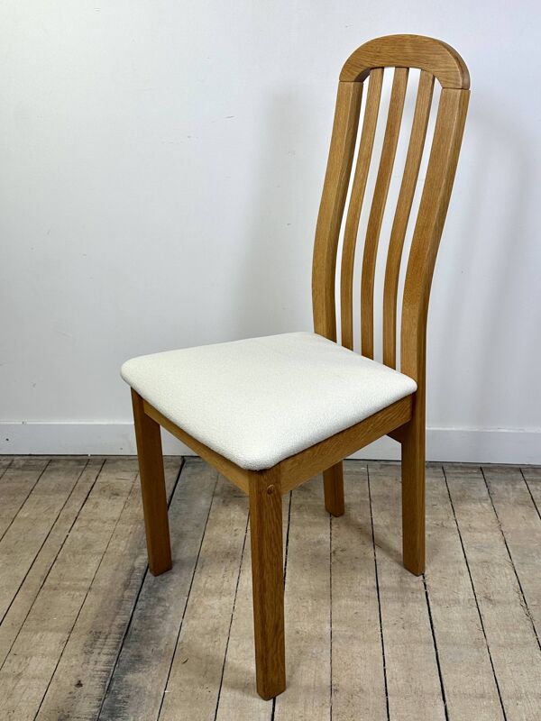 Chaises (lot de 4) en orme massif et tissu vintage Findahls Danemark 1980