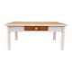 Chic country coffee table, pine wood, drawer with floral porcelain knob.
