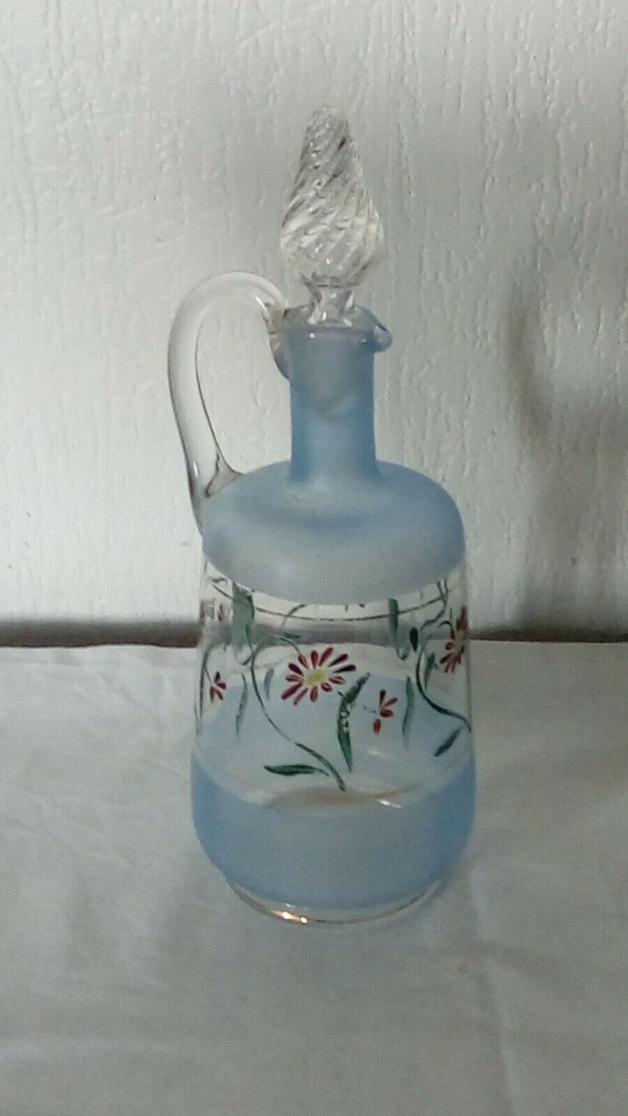 Carafe in painted ewer glass and lightly enamell the end 19 eme