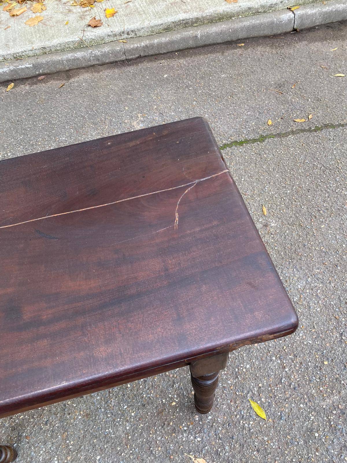 Solid wood table with turned legs, 19th century, 77x42cm
