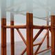Large monumental bamboo dining table with glass top by Gasparucci, Italy