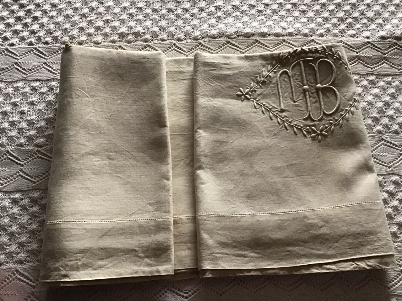 Linen sheet 2 people marked MB