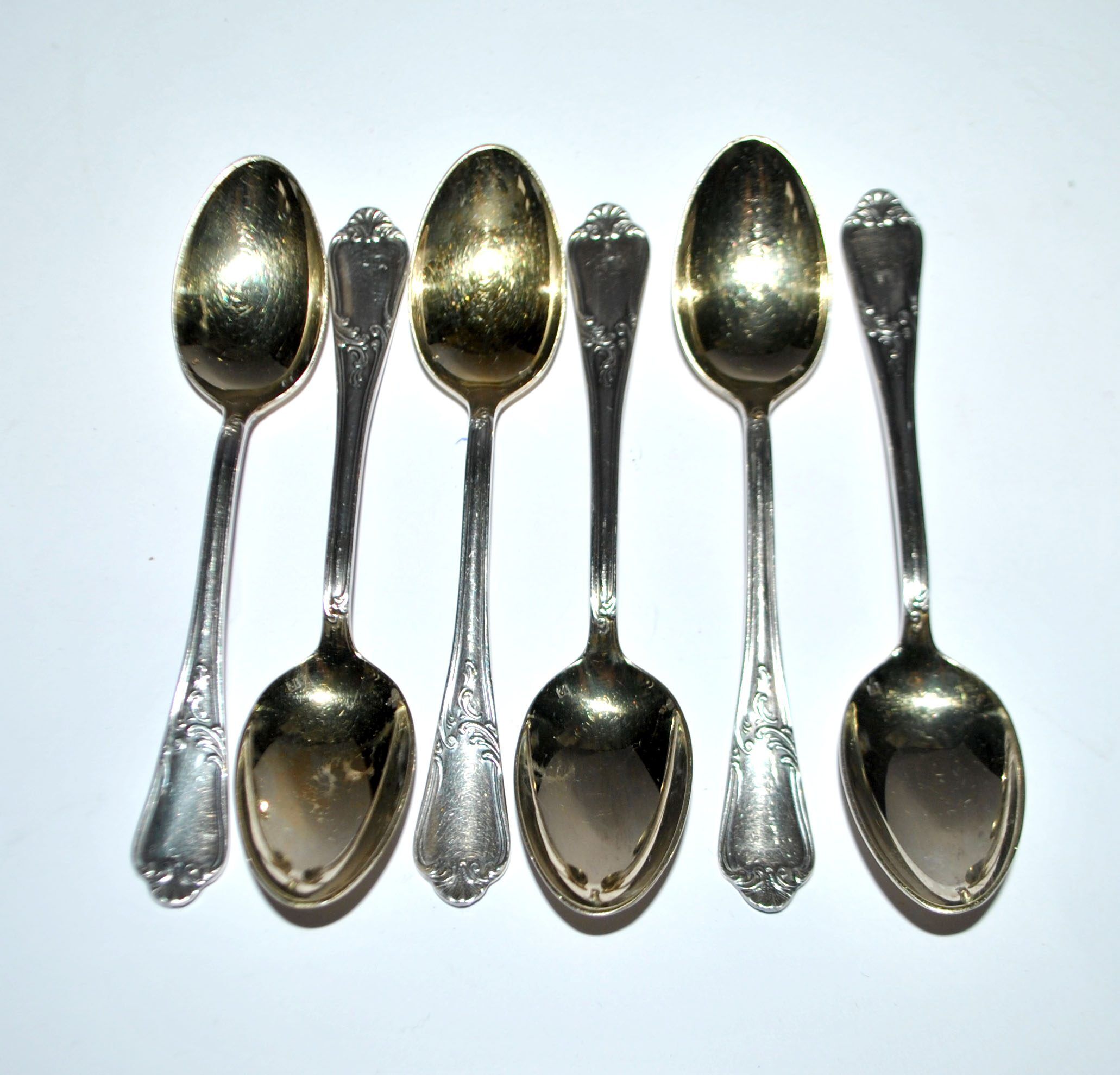 DEETJEN Lot of 6 silver-plated metal moka teaspoons Louis XV Rocaille no. 25