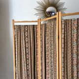 Screen in beech wood and vintage fabrics 1970s