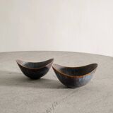 Pair of Swedish Ceramic Blue Berown Bowls by Gunnar Nylund, 1950s