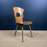 Set of 6 wooden bistro chairs Baumann Gentiane France 1960s