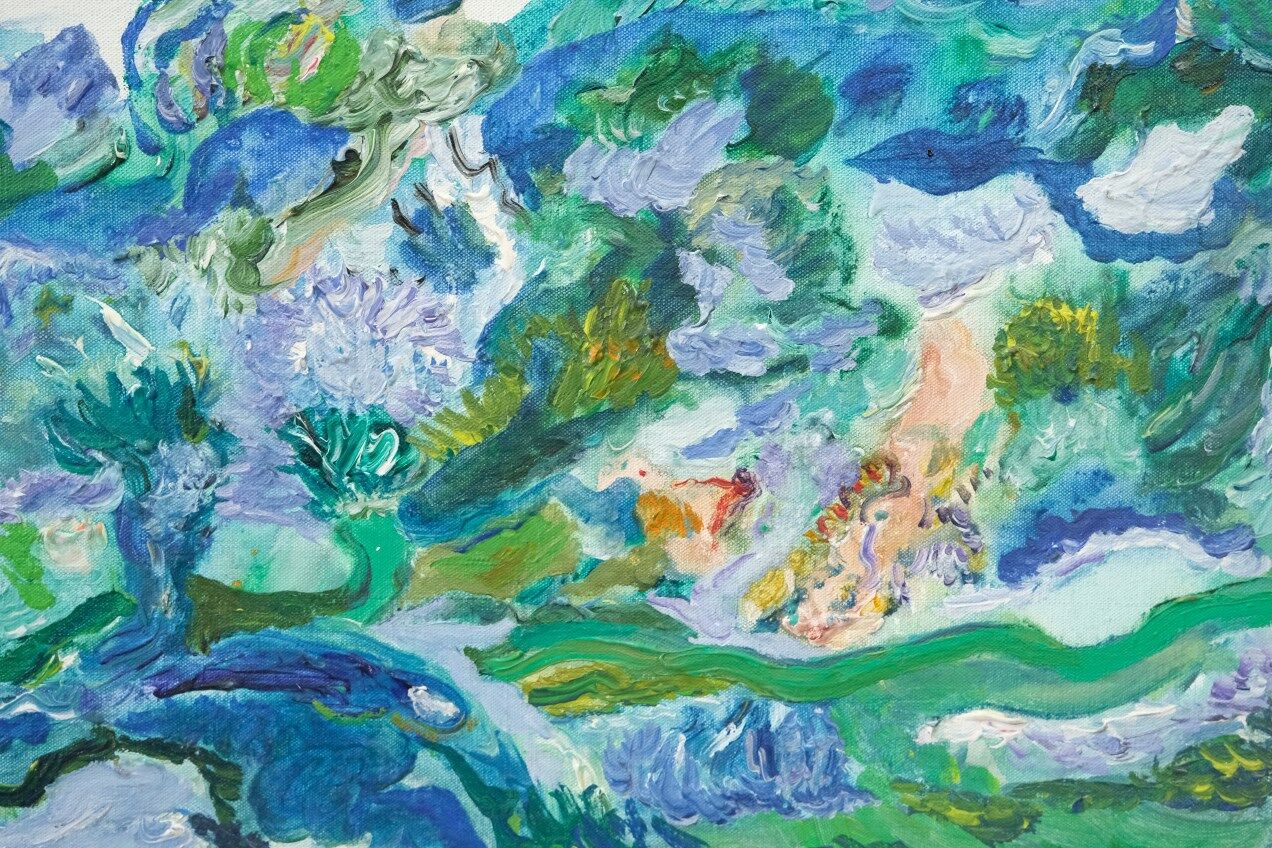 Anders Fogelin, Scandinavian Modern Landscape, 1970s, Oil on Canvas, Framed