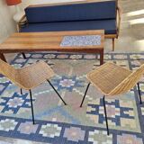 Mid century Scandinavian rug, Swedish wool flatweave with geometric design