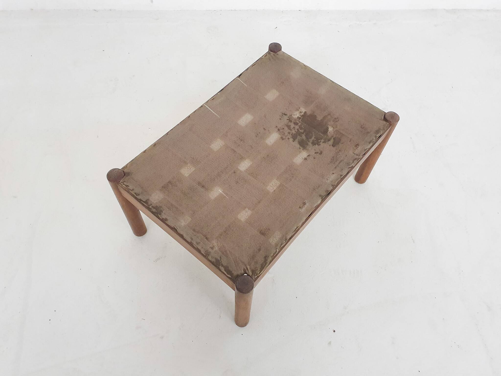 Vintage foot stool in teak with loose cushion, Denmark 1950's