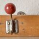 Vintage coat rack - double coat hook - red wooden balls