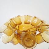 Vintage punch service blown glass Biot amber