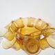 Vintage punch service blown glass Biot amber