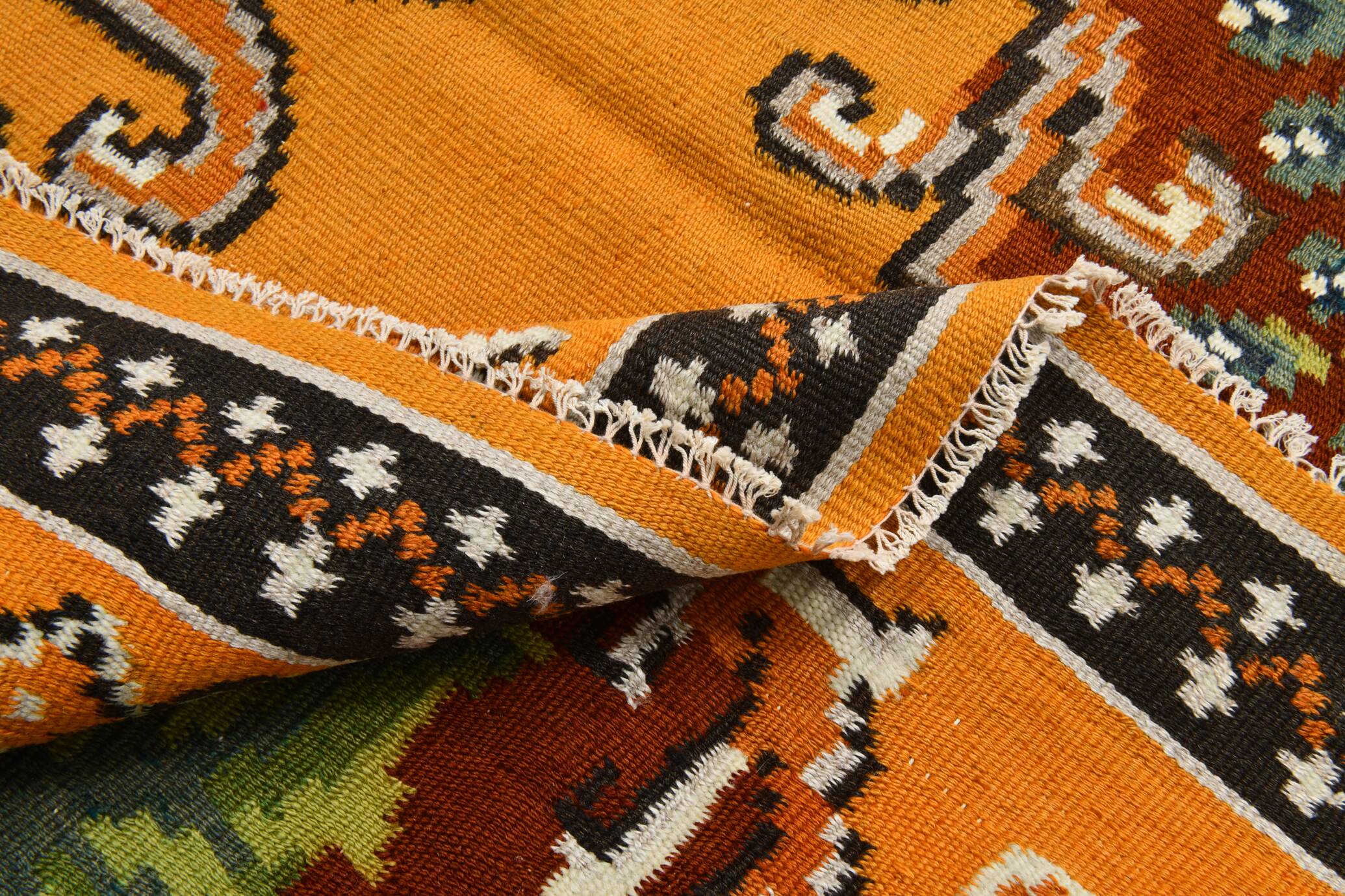 Wine Red & Orange Classic Vintage Kilim Rug, 171x289Cm