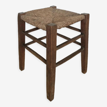 Wooden and straw stool