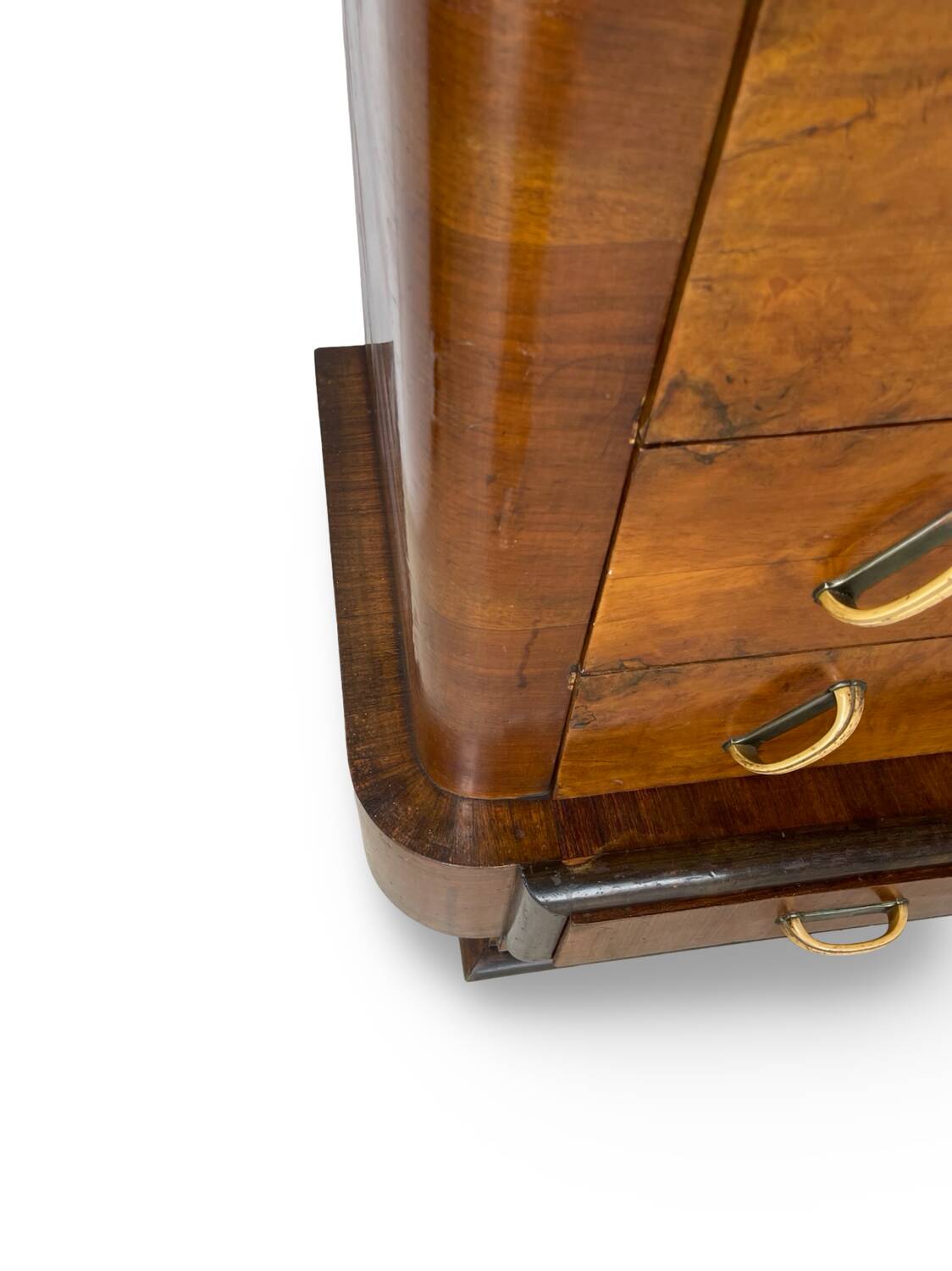 Commode italienne Art déco en ronce de noyer, années 1920