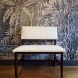Banquette scandinave tissu et teck