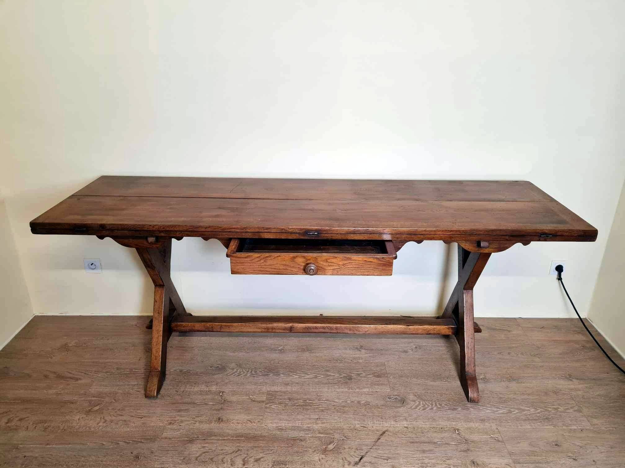 Superb Vintage Brutalist table from the 60s in solid wood