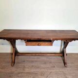 Superb Vintage Brutalist table from the 60s in solid wood