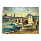 View of Lyon, oil on panel, 20th century, signed Granjon.