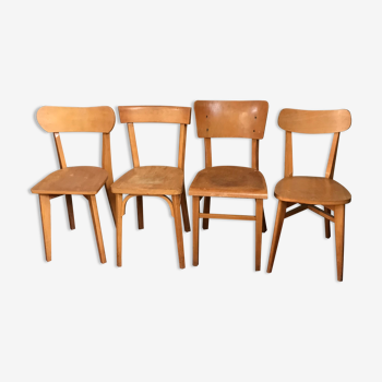 Série 4 chaises bistrot dépareillées baumann -thonet