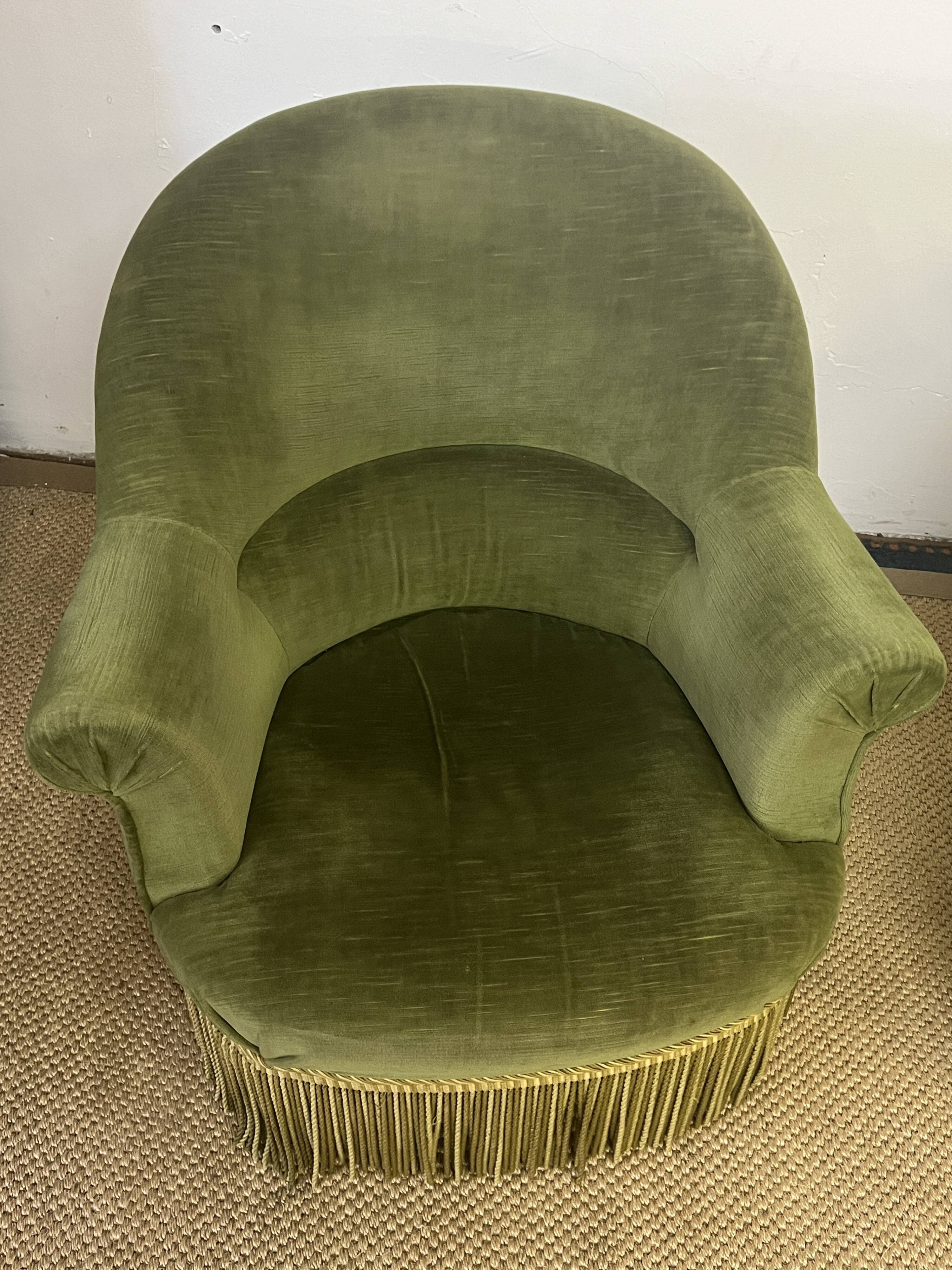 Pair of green toad armchairs