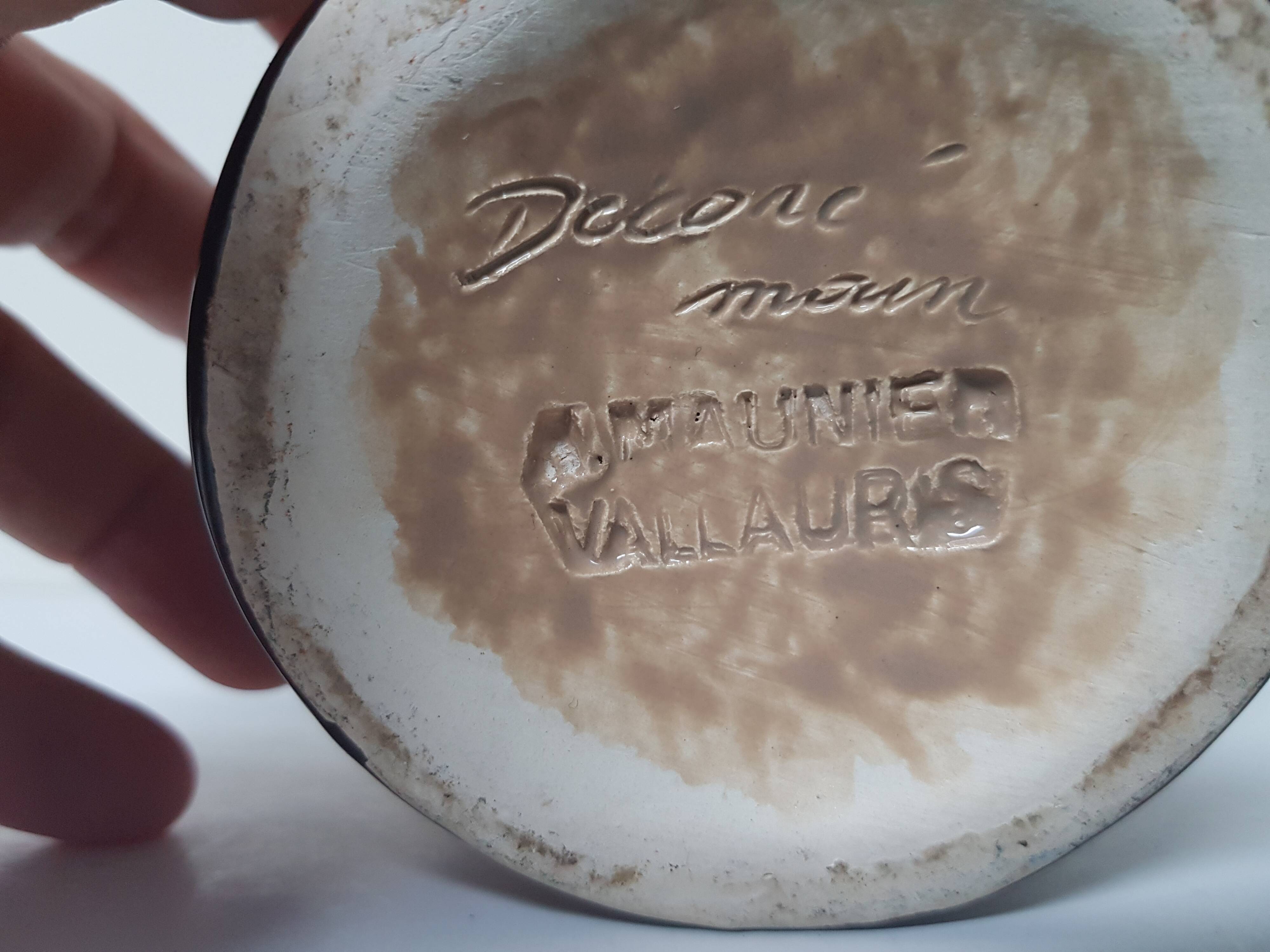 Floral motif ceramic candle holder signed J Massier Vallauris