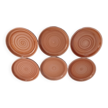 Lot de 6 assiettes plates en grès de Sarreguemines
