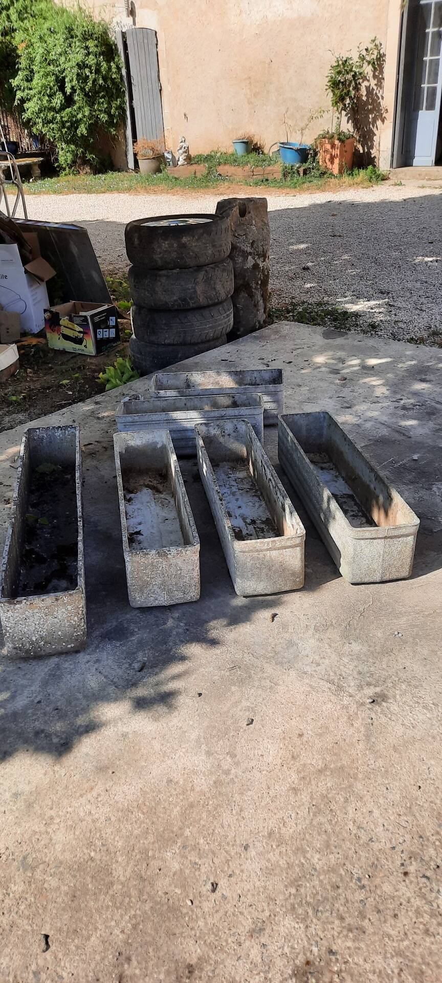 6 jardinières en fibrociment
