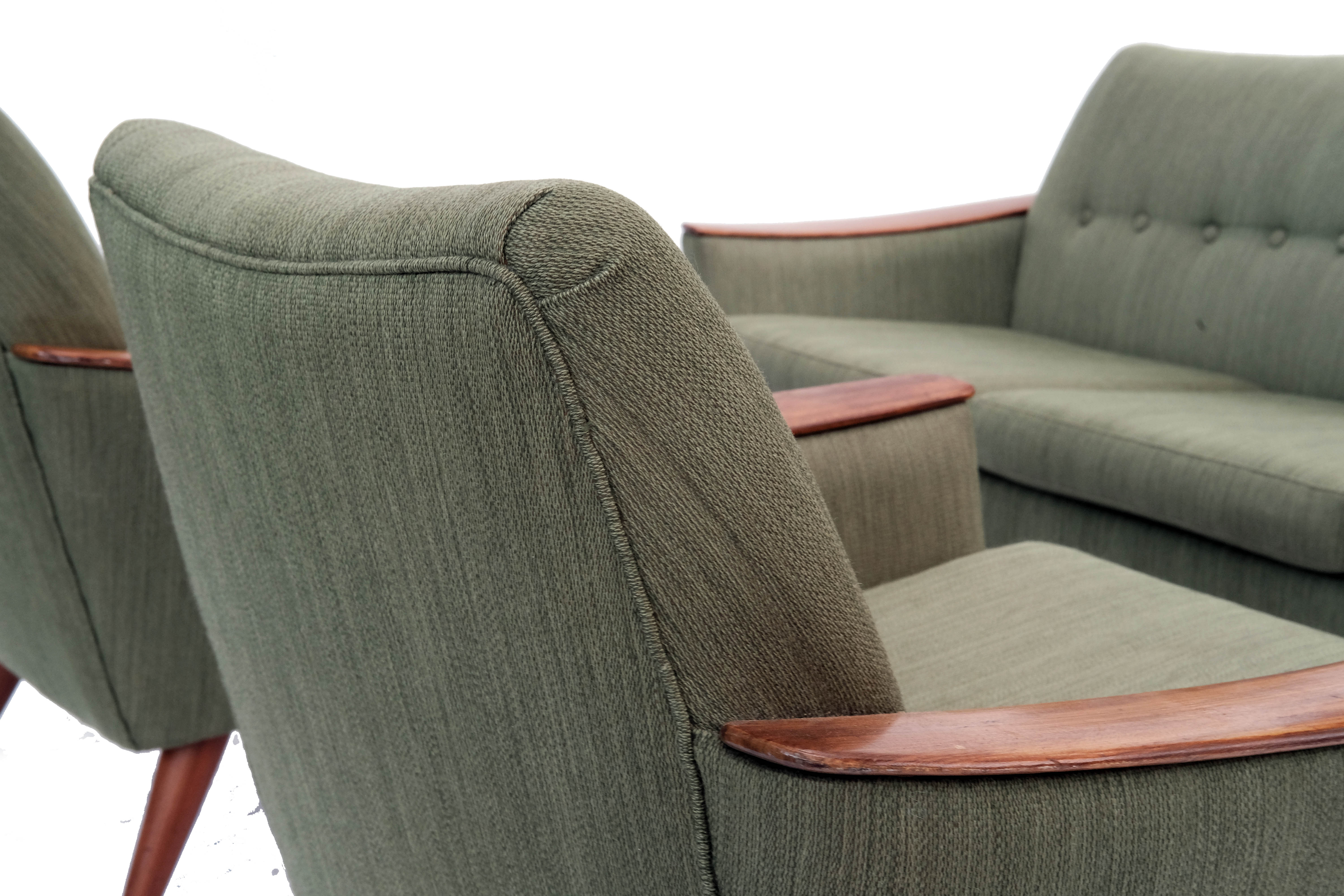 living room set,  norway 1960's, set of 2 armchairs & sofa