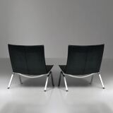 Black Leather Vintage Poul Kjaerholm PK22s for E. Kold Christensen 1960s