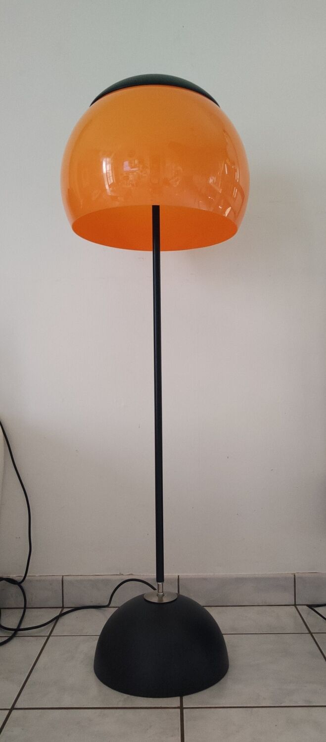 Lampadaire vintage champignon orange 1980