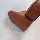 Set of 2 Club Chairs and 1 Sofa in Saddle Leather by Jan Frantzen, Netherlands