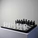 Large vintage chess set from the 70s, white and black marble, Italian craftsmanship