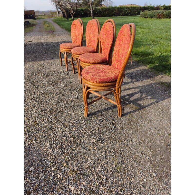 4 vintage rattan chairs