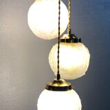 Suspension cascade three lights globes art deco vintage