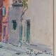 Signed watercolor painting View of Albi Cathedral