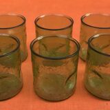 1970s (lot 2) 6 orangeade glasses Bubble and coloured glass