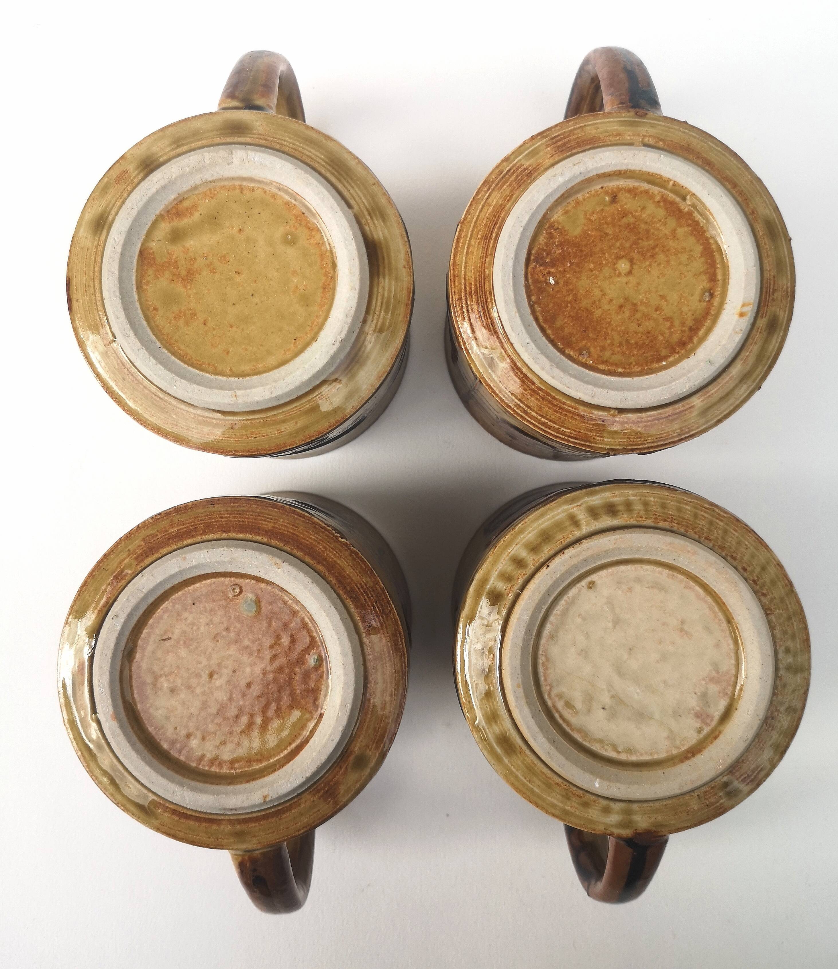 Vintage enameled ceramic mugs - Set of 4