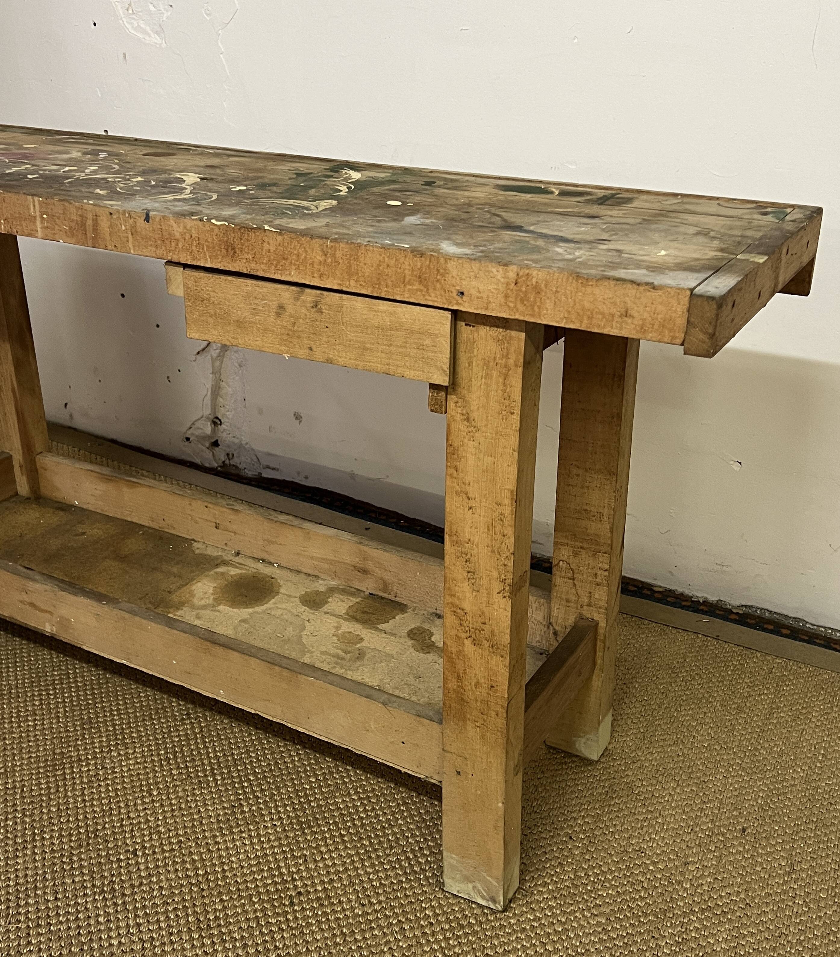 Old wooden craft workbench