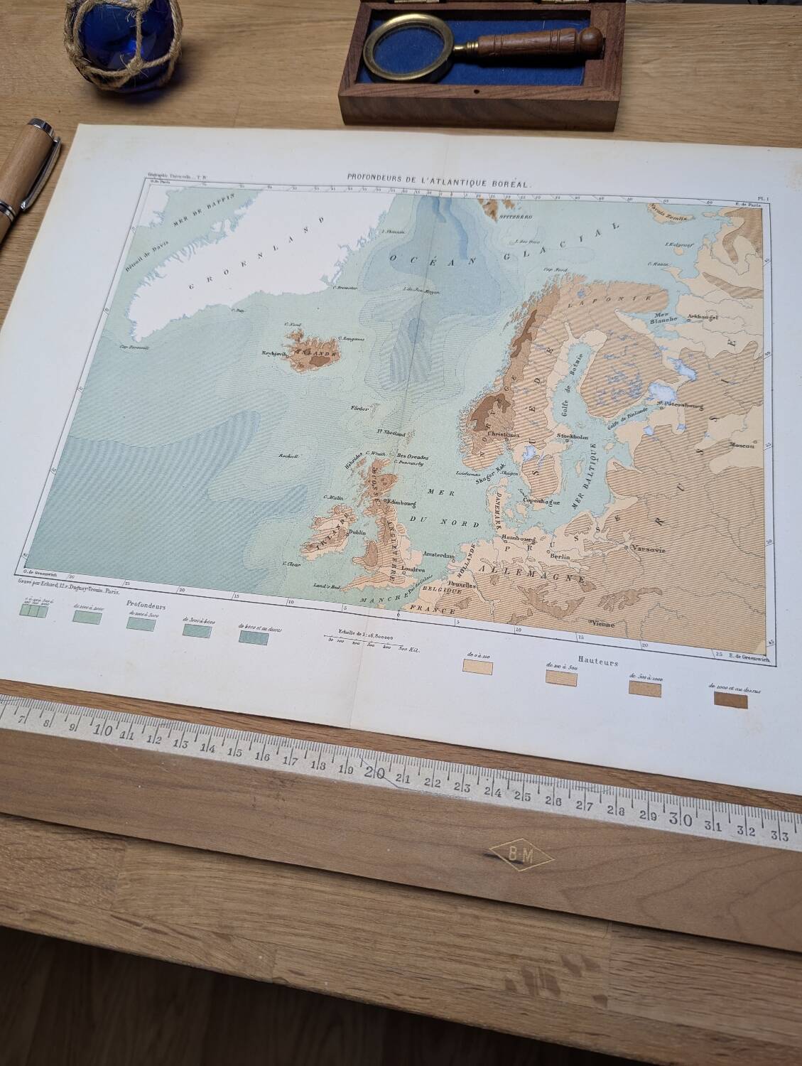 The North Atlantic, original map printed in 1879.