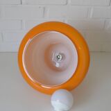 Vintage orange glass pendant light mid century modern retro hanging lamp