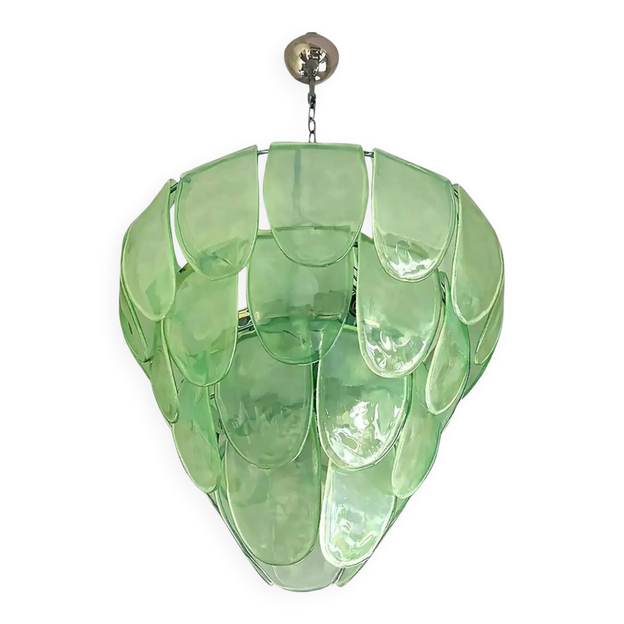 Chandelier en verre de Murano "Pétales" vert moderne contemporain par Simoeng