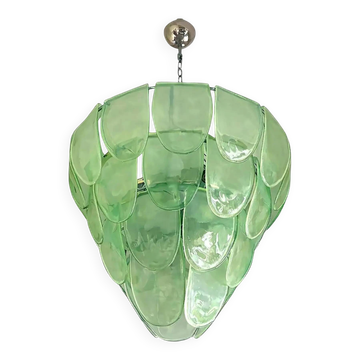 Chandelier en verre de Murano "Pétales" vert moderne contemporain par Simoeng