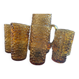 Orangeade service, carafe and seventies glasses