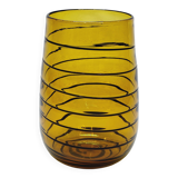 Vintage Murano Vase Mid Century Blown Glass Yellow Brown Spiral Style Ve