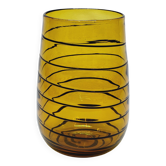 Vase Murano vintage en verre soufflé jaune et marron