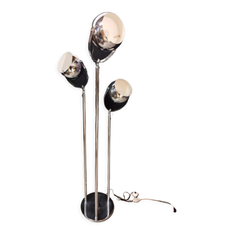 Vintage three-spot chrome steel floor lamp