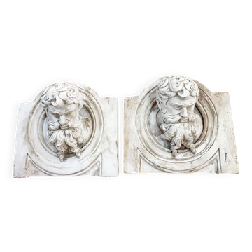 Duo moulages ; têtes en plâtre
