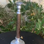 Metal and wood candlestick